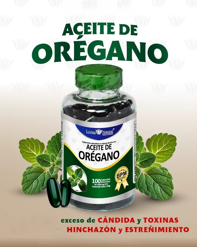 Aceite de Orégano - El Antibiótico Natural Más Poderoso (100 cápsulas, 100 días)