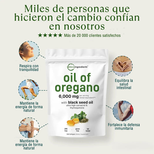 Aceite de Orégano - El Antibiótico Natural Más Poderoso (90 cápsulas)